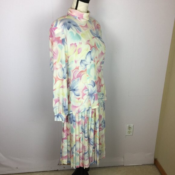 Vintage Miss Sophisticates Pendleton Skirt Blouse Set 10 Womens Pink Floral - Picture 2 of 16